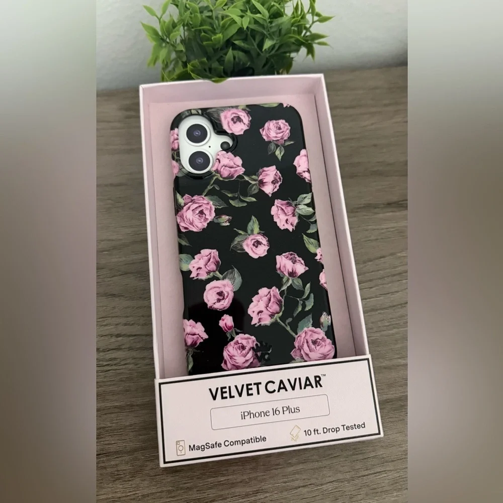 Velvet Caviar Pink Rose on Black Phone Case